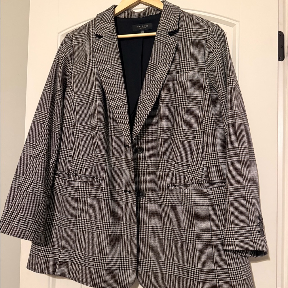 Talbots Black and White Checkered Blazer